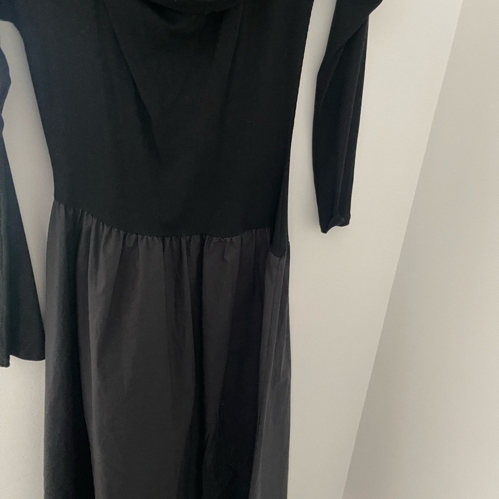 Black Long Sleeve A-Line Dress Off Shoulder